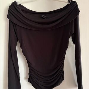 BCX Women's Elegant Black Cowl Neck Blouse